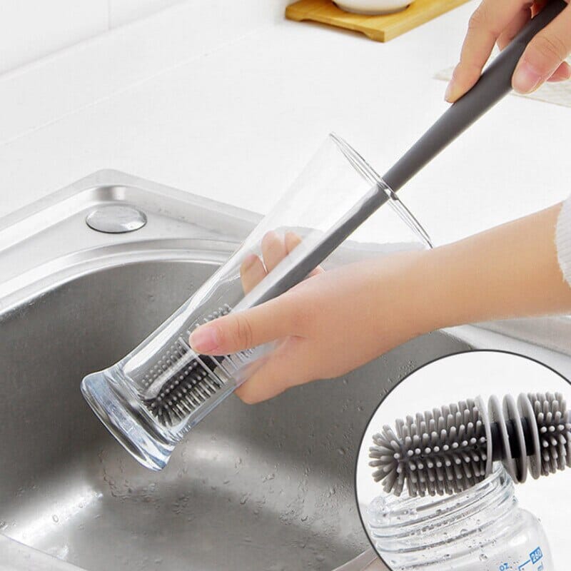 Escova Silicone Flexível para Lavar copo, garrafa e mamadeira. 0 casa,mesa e jardim 
