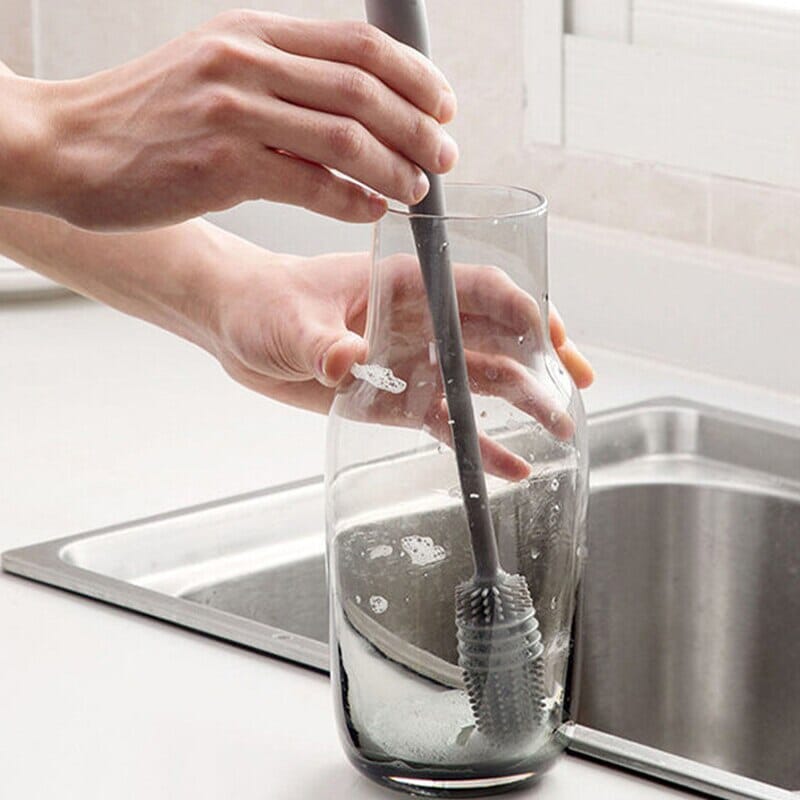 Escova Silicone Flexível para Lavar copo, garrafa e mamadeira. 0 casa,mesa e jardim 