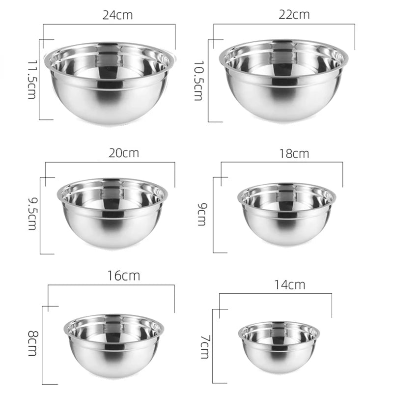 Conjunto de Tigelas em Aço Inoxidável Jogo de Tigelas de Aço Paneshopping.com Conjunto com 6 Tigelas tamanho de 14 a 24cm Bowls 
