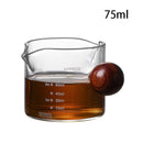 Copo de medição de café expresso com cabo de madeira. 0 casa,mesa e jardim 75ml Punho de bola 