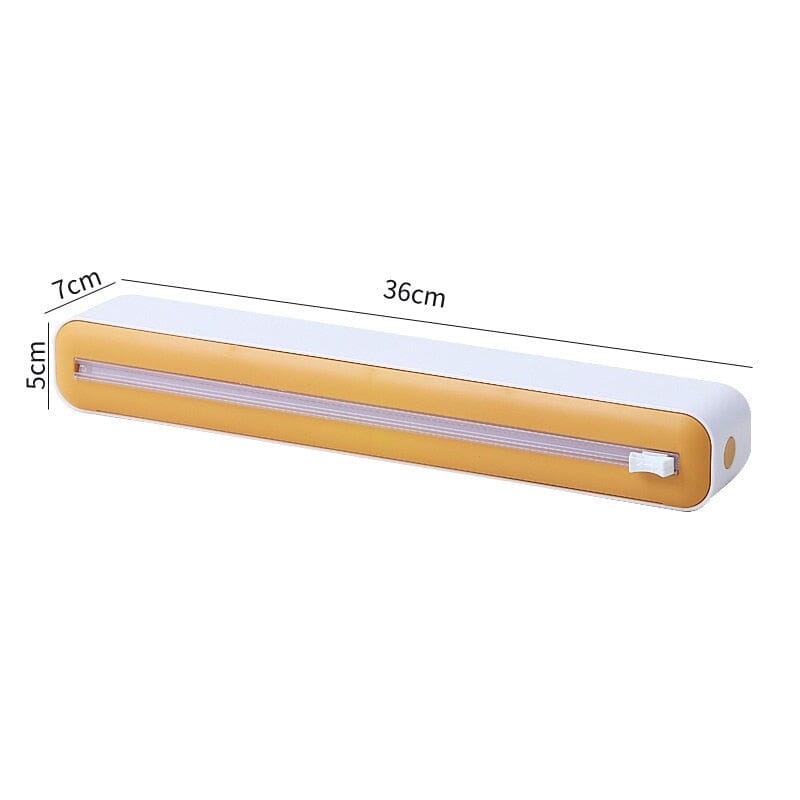Dispensador plástico do envoltório para o filme aderente. 0 casa,mesa e jardim Amarelo 