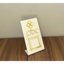 Placa Pix Pagamento QRCode De Mesa Balcão c/ Base - Acrílico 0 shopee Branco c/ Dourado 