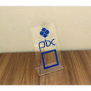 Placa Pix Pagamento QRCode De Mesa Balcão c/ Base - Acrílico 0 shopee Cristal c/ Azul 