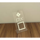 Placa Pix Pagamento QRCode De Mesa Balcão c/ Base - Acrílico 0 shopee Cristal c/ Prata 