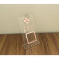 Placa Pix Pagamento QRCode De Mesa Balcão c/ Base - Acrílico 0 shopee Cristal c/ Rose 