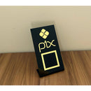 Placa Pix Pagamento QRCode De Mesa Balcão c/ Base - Acrílico 0 shopee Preto c/ Dourado 