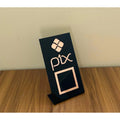 Placa Pix Pagamento QRCode De Mesa Balcão c/ Base - Acrílico 0 shopee Preto c/ Rose 