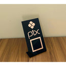 Placa Pix Pagamento QRCode De Mesa Balcão c/ Base - Acrílico 0 shopee Preto c/ Rose 
