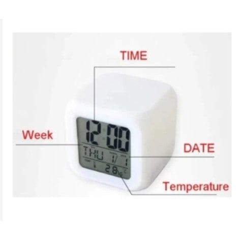 Relógio Cubo Digital Led Colorido Alarme Despertador De Cabeceira Relógio Cubo Digital Led Colorido Alarme Despertador De Cabeceira Paneshopping.com 