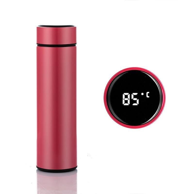 Garrafa Térmica Para Café Água e Bebidas Com Exibição De Temperatura CP09GARRAFATERMICA Núcleo Shop Vermelho 