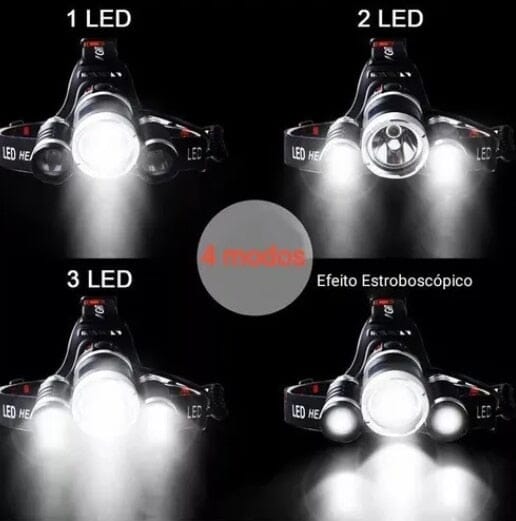 Lanterna De Cabeça com 3 Leds Profissional Led Ultra Potente 0 NACIONA1SS 