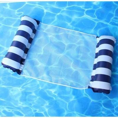 Rede Inflável Para Piscina - Floating Bed Pool Brinquedos 039 Divino Produto Listras Azuis Escuras 
