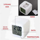 Relogio Cubo Digital Led Colorido Alarme Despertador De Cabeceira Minha loja 