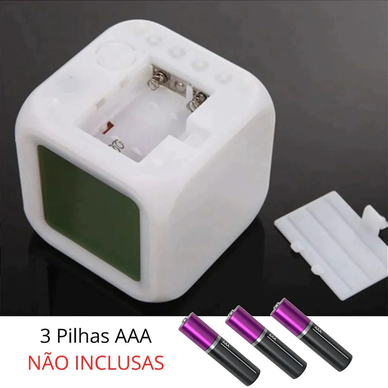 Relogio Cubo Digital Led Colorido Alarme Despertador De Cabeceira Minha loja 