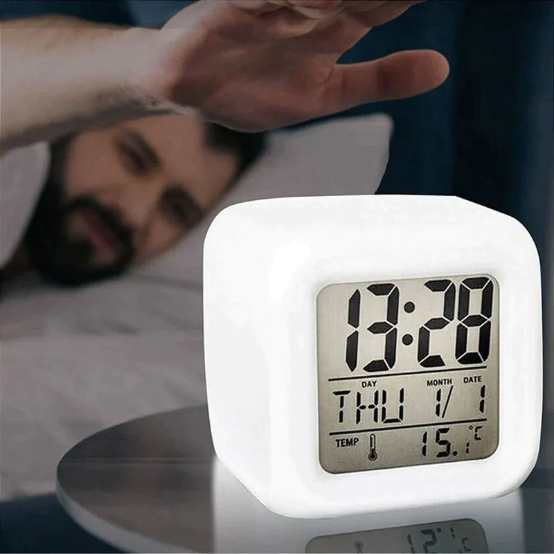 Relogio Cubo Digital Led Colorido Alarme Despertador De Cabeceira Minha loja 