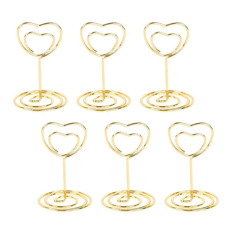 Suporte de Metal Para Plaquinhas de Preços e Identificação de Mesas de Eventos e Festas. Pct com 10 Und 0 Paneshopping.com Coração Dourado 